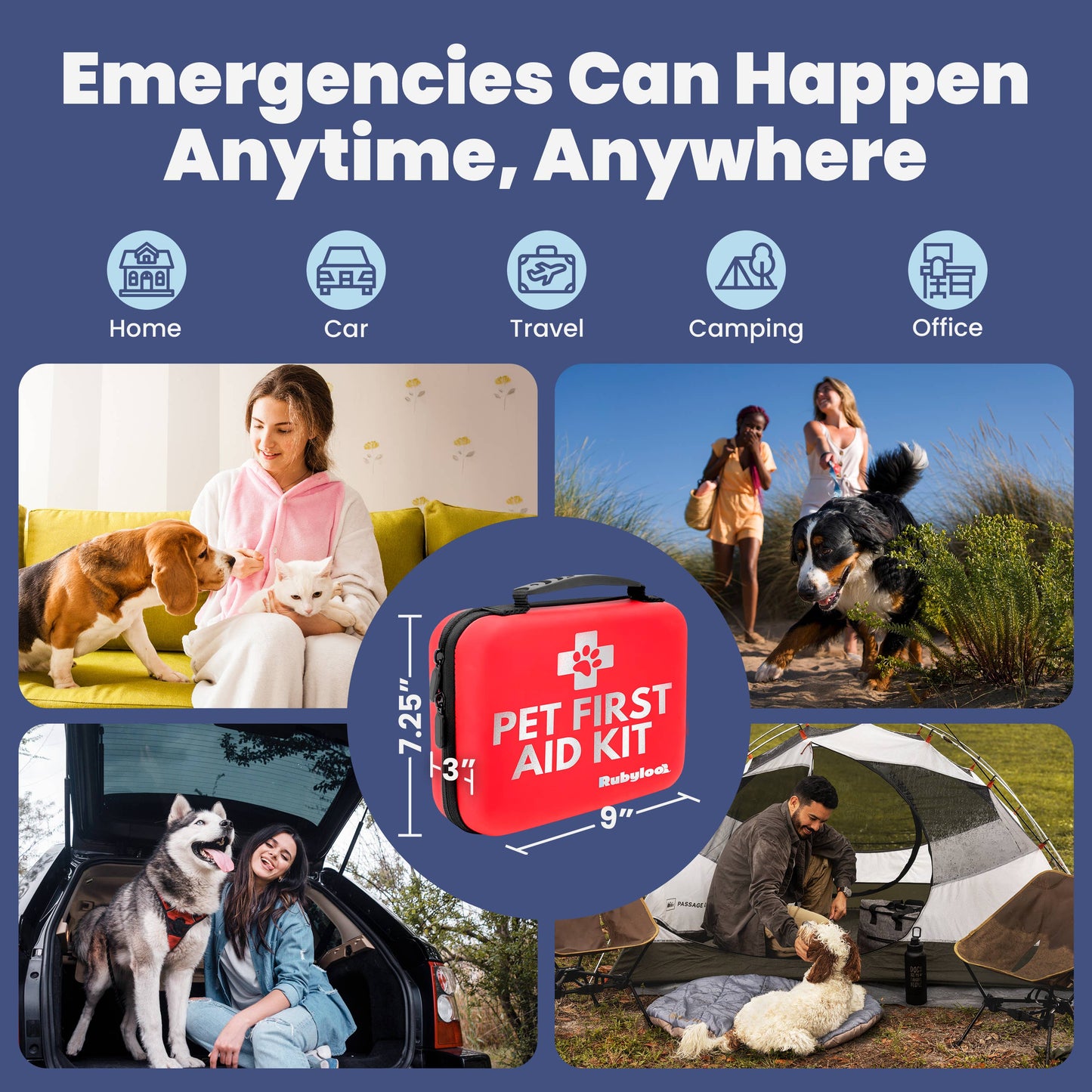 Pet First Aid Kit for Dogs & Cats with Vet-Approved Supplies